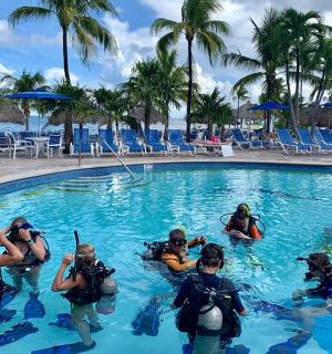 一群人在游泳池的水中