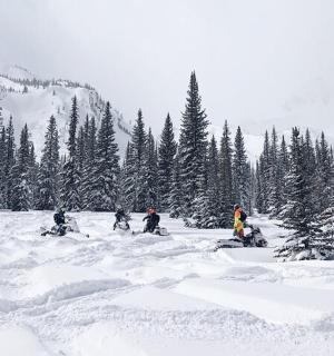 一群人在雪地里滑雪