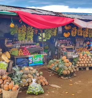一个有很多水果和蔬菜的市场