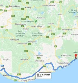 a map showing the route of a road