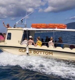 a group of people on a boat in the water