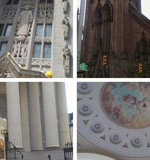 一组四张建筑物的照片