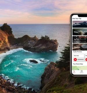 a cell phone with a picture of a beach