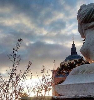 a statue of a lion in front of a building