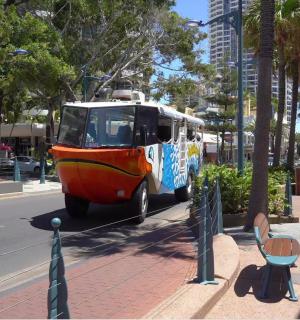 a bus parked on the side of a city street
