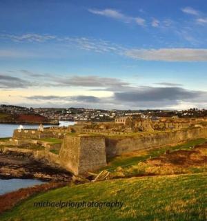 a castle on the shore of a body of water