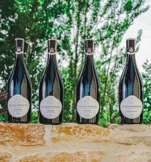 一排酒瓶摆放在石墙上