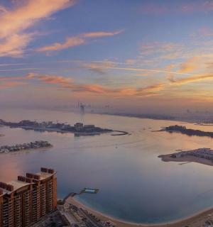 an aerial view of a city with a river