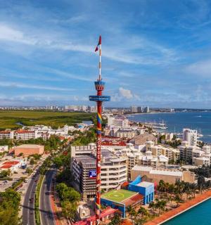 海边城市的鸟瞰图