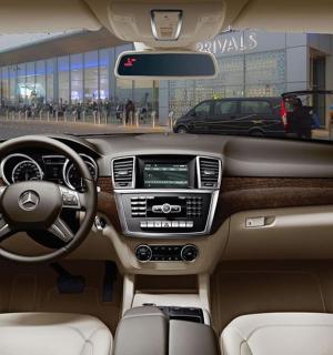 a view of the cockpit of acedes benz car