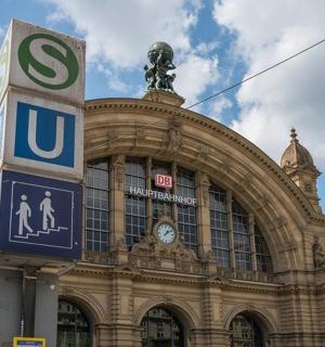 a large building with a sign in front of it