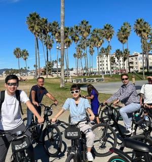 a group of people on bikes posing for a picture