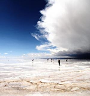 a group of people walking on the beach