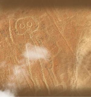 a drawing of a man on a piece of bread