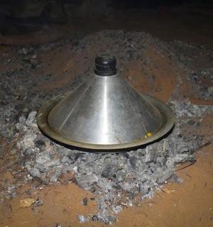 a metal object is sitting on the ground