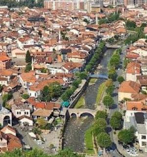 an aerial view of a city with buildings