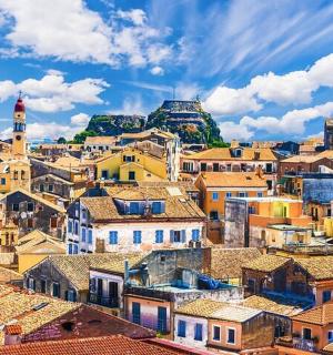 a view of a city with houses and buildings