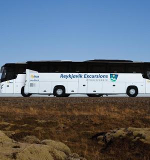 a bus is parked on the side of the road