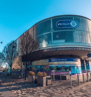 a building with a sign on the side of it