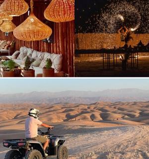 muž jedoucí na čtyřkolce v poušti