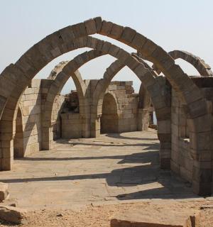 an archway in the ruins of a building