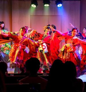 a group of women dancing on a stage