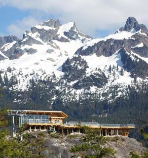 a house on top of a mountain with snow