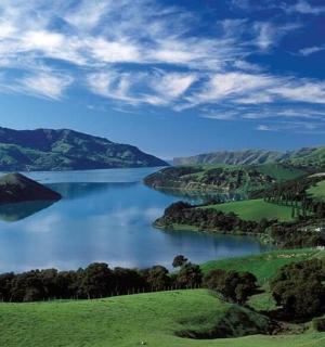 湖景、树木和山脉