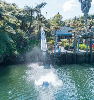 fontána uprostřed vodní plochy