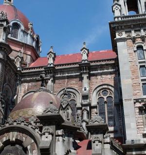 a large brick building with a clock tower