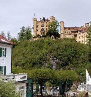 a castle on top of a hill with buildings