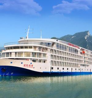 一艘停在水中的大型游轮