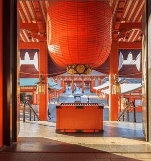 a building with a table in the middle of a room