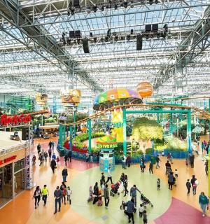 dav lidí procházejících se v nákupním centru