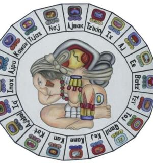 talíř s obrázkem dvou lidí v kruhu