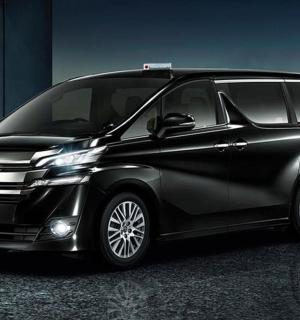 a black van is parked in a building