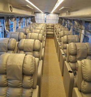 a train car with rows of seats on it