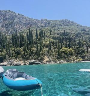 山附近水中的一群船