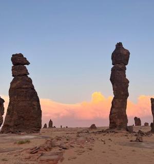 a group of rock formations in the desert