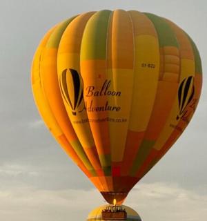 a hot air balloon flying in the sky