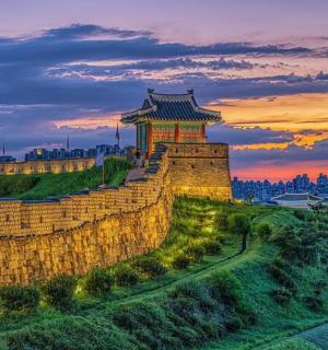 日落时分的中国长城图片