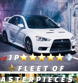 一张带有五颗星的白色汽车的海报