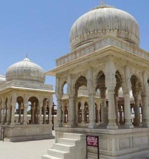 a large building with domes on top of it