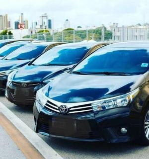 停车场里停放的一排汽车