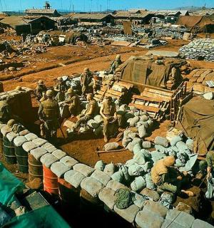 a group of soldiers standing around a group of animals