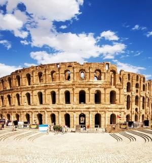 a large amphitheatre in front of the coliseum