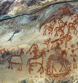 岩石侧面的一幅画