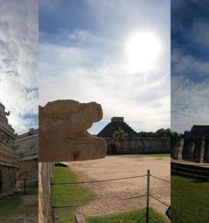 两张建筑物篱笆上有熊的照片