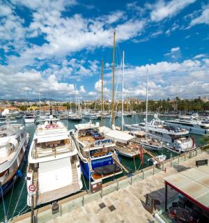 一堆停靠在港口的船只