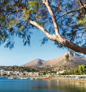 a view of a lake with a mountain in the background